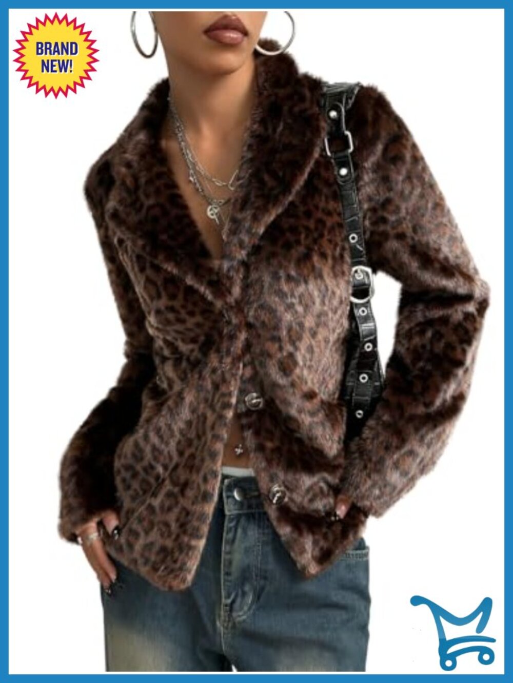 Faux Fur Coat with Notched Collar and Button Closure Winter Outerwear